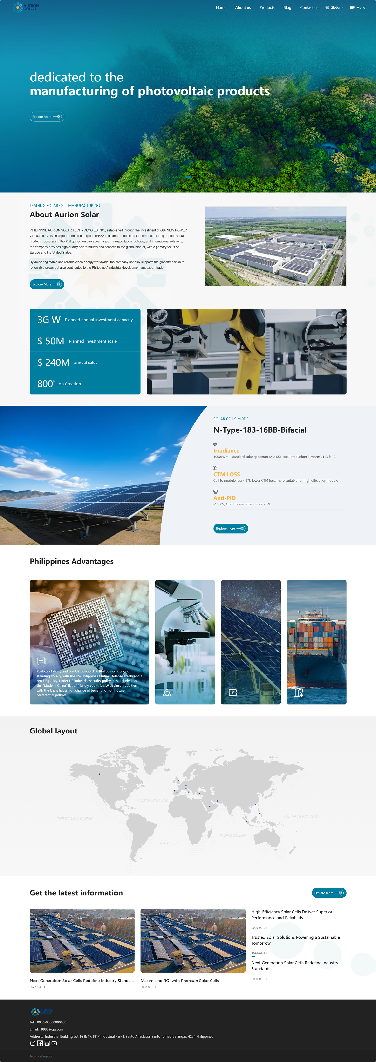 上海泓悅旭輝管理咨詢有限公司PHILIPPINE AURION SOLAR外貿(mào)英文官網(wǎng)定制案例 PC端預(yù)覽圖